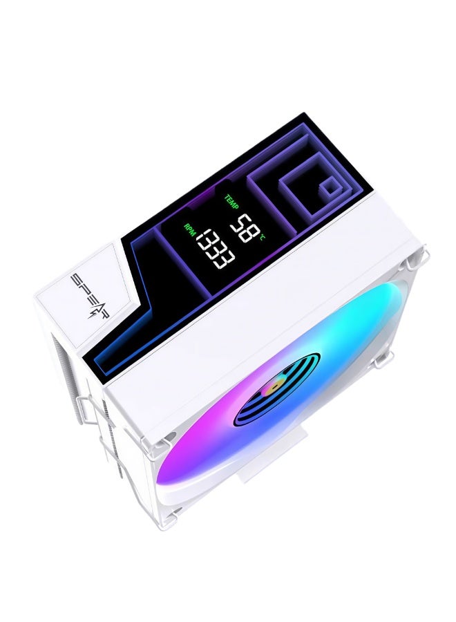 Spear Pc H600T PWM ARGB CPU Air Cooler Black – 6 Heat Pipes, Digital Temp & RPM Display, 120mm Fan, 230W TDP, Intel LGA 1851/1700 & AMD AM5 Compatible - Image 3